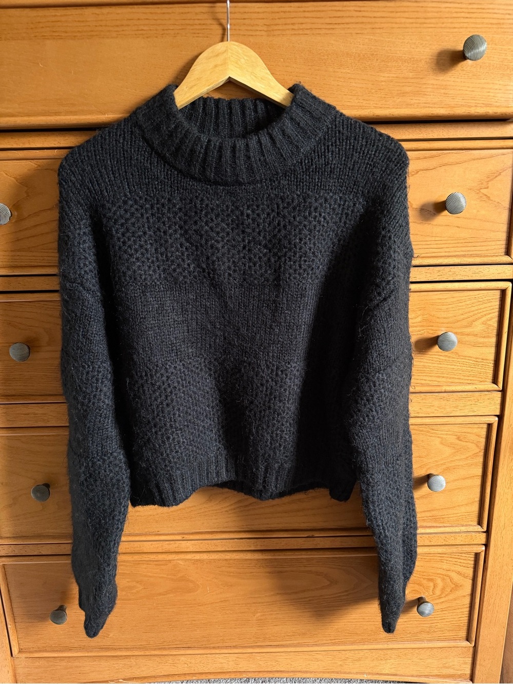 BP Black Mockneck Long Sleeve Sweater Womens Size M Cozy Cropped Chunky